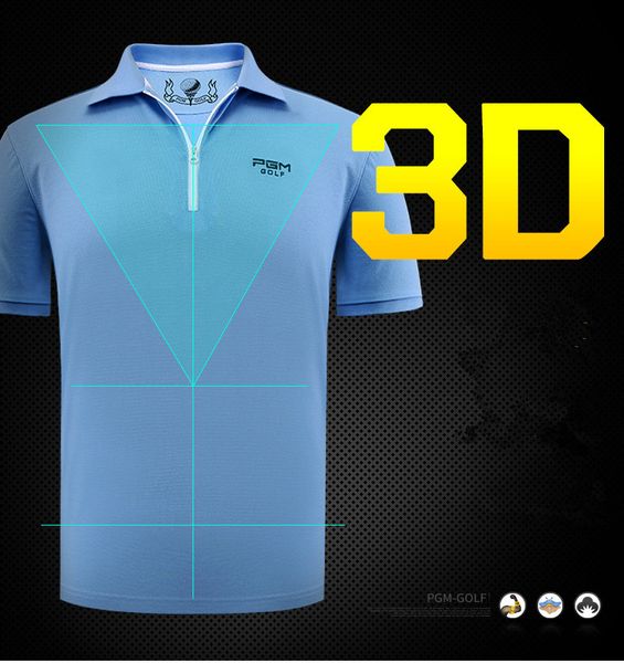 

2017 new pgm golf men's sportswear summer short-sleeved t-shirt breathable quick-drying golf t-shirt mercerized coon clothing, Black;blue