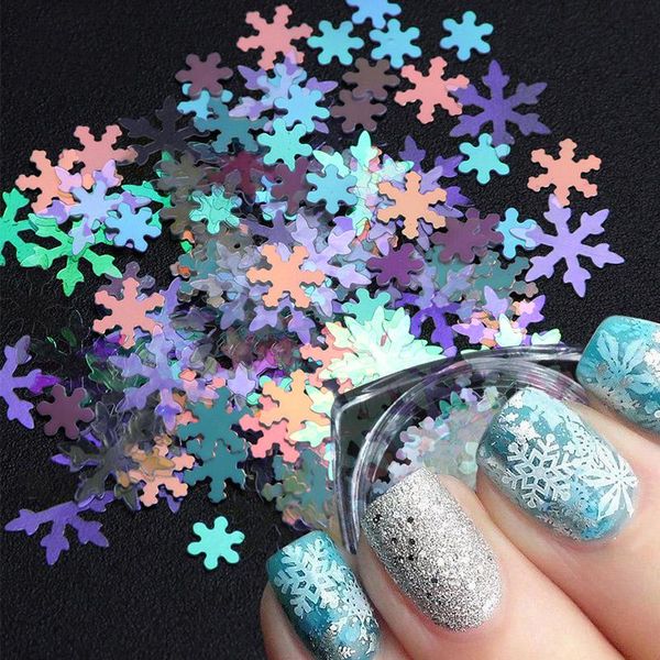 

christmas laser snow flakes sequins nail deocration, Black