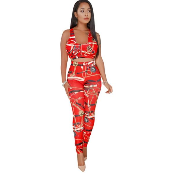 

two piece set and pants summer women clothing set cropped ladies tracksuits sleeveless tank print suit s1, White