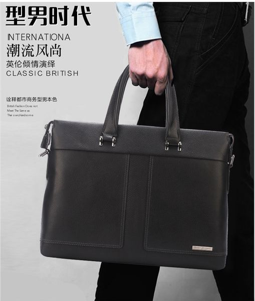 

leather men's bag leisure briefcase cow leather oblique satchel business man's bag man