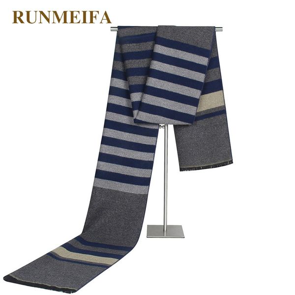 

runmeifa fashion simulated cashmere scarves for men winter warm acrylic scarf delicate knitting scarf for men stylish foulards, Blue;gray