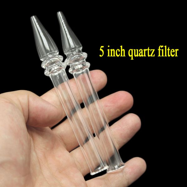 Q009 Dab Rig Quartz Fumando tubo com cerca de 130 mm de comprimento de 12 mm de tubo od de óleo de ponta afiada Os tubos de óleo se encaixam na sua palma