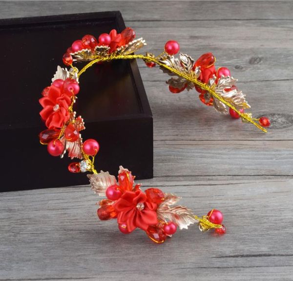 

handmade festive red flowers, headwear, wedding dresses, water drill accessories, dress, headwear, bridal ornaments, Silver