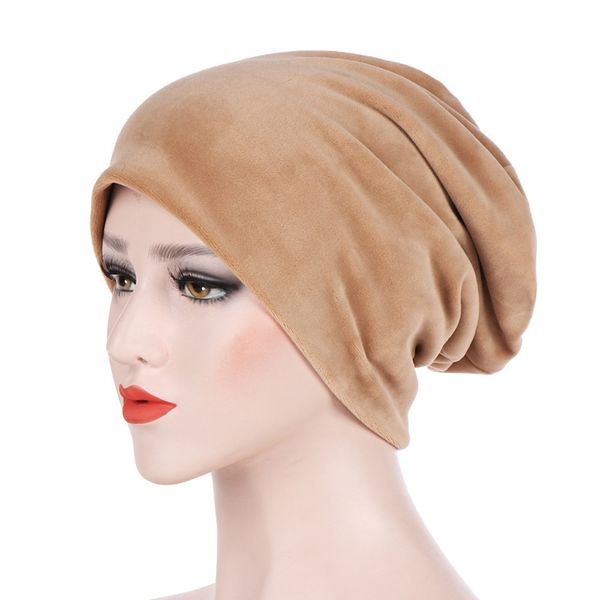 

women solid india hat muslim ruffle cancer chemo beanie scarf turban wrap cap #4o03, Blue;gray
