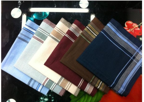 

10pcs 40 *40cm thin 100 % cotton light color stripe plaid male female handkerchief men women s square handkerchief, Blue;white