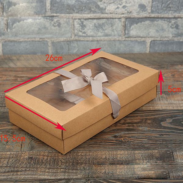 

26x15.5x5cm brown kraft paper box with window carton packaging gift box