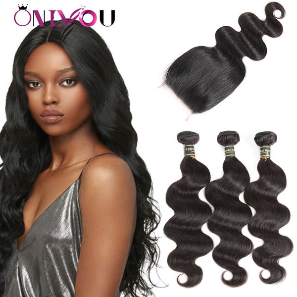 

peruvian virgin human hair body wave 3 weaves bundles with 4x4 part lace closure remy hair extension body wave hair vendors, Black;brown