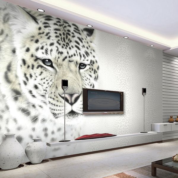 

animal white leopard p mural customized size non-woven 3d wall paper living room tv sofa background modern simple home decor