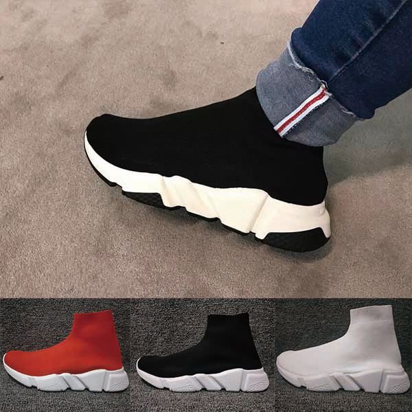 

balenciaga sock shoes luxury brand neakers stretch mesh высокие сапоги для мужчин женские черные белые красные блестящие бегунки плоские кро, Black