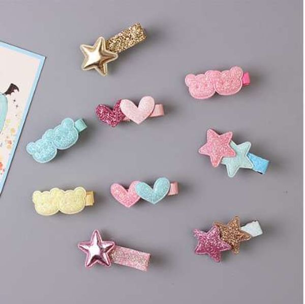 

1pcs cute baby girls glitter kids gifts party hair clips star princess barrette hair accessories child hairpin toddler snap clip