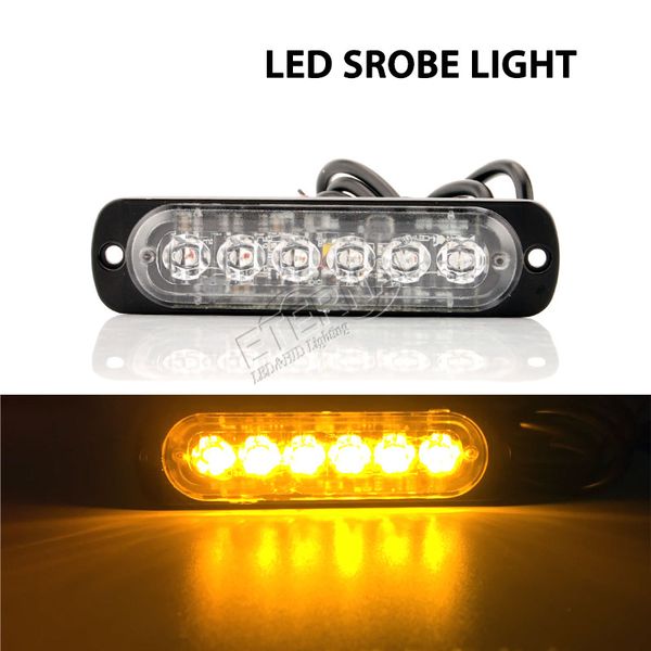 

4pc 6 led strobe light super slim forklift safety warning light bars strobe flashing emergency lamp auto car motorcycle