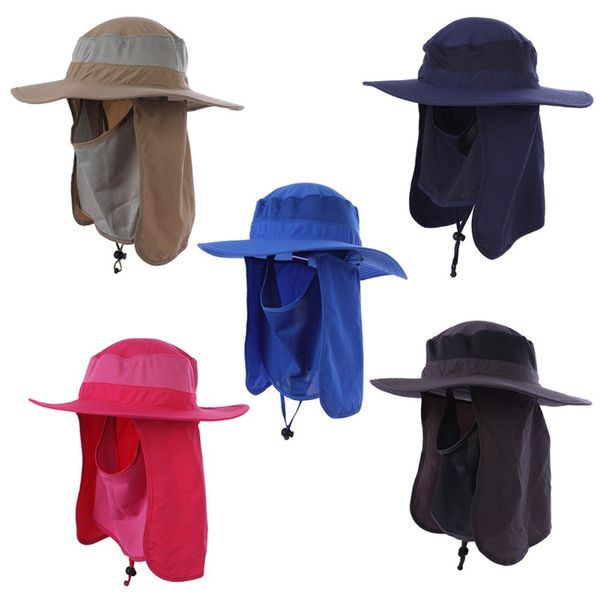 

quick drying breathable fishing cap sun protection sun hat men women outdoor long cloak sunscreen mountaineering cap, Black;white