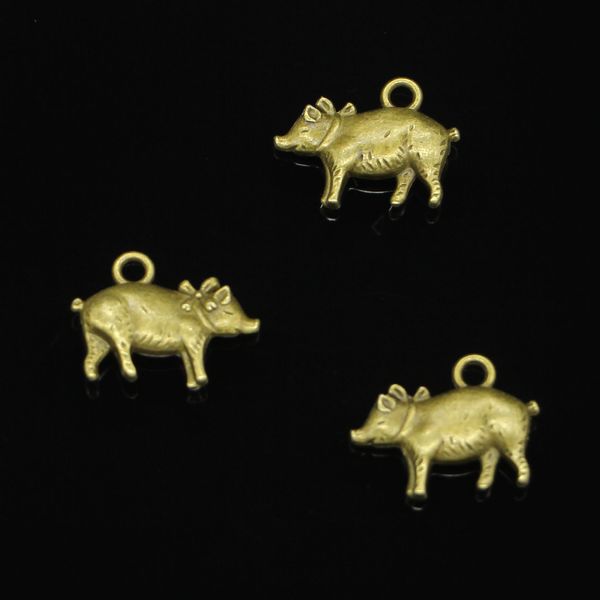 44 Stück Zinklegierung Charms Antik Bronze vergoldet 3D Schwein Charms für Schmuckherstellung DIY handgefertigte Anhänger 21*16mm