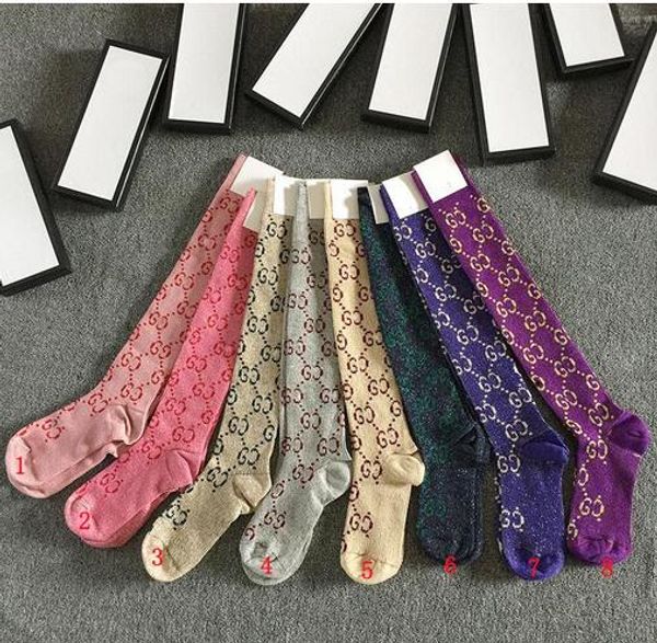 

15 colors women golden silk stockings letter jacquard luxury ladies leggings socks without box hight quality size ns, Black