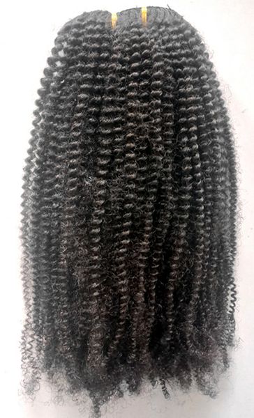 

new brazilian human virgin remy clip ins hair extensions kinky coarse hair weft natural black color, Black;brown