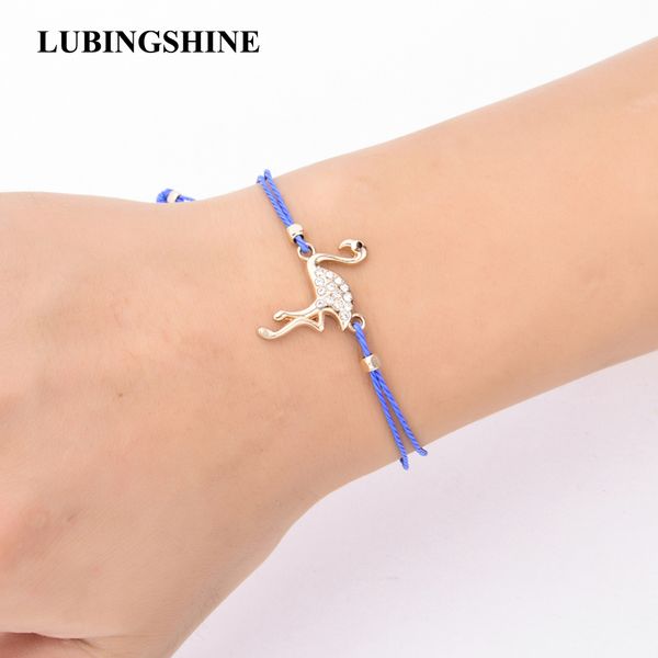 

12 pcs/lot for women fashion crystal ostrich gold color alloy bracelet bangle adjustable wax rope bracelets jewelry accessories, Golden;silver