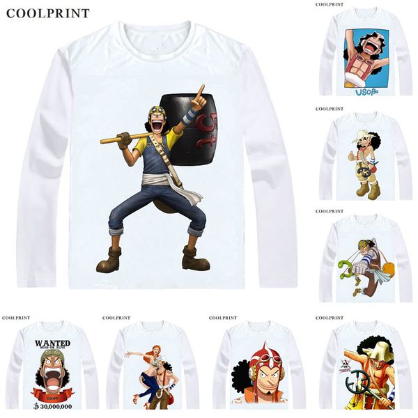 

coolprint one piece t-shirts long sleeve shirts anime manga wan pisu straw hat pirates usopp sogeking king of snipers usoppu cosplay shirt, White;black
