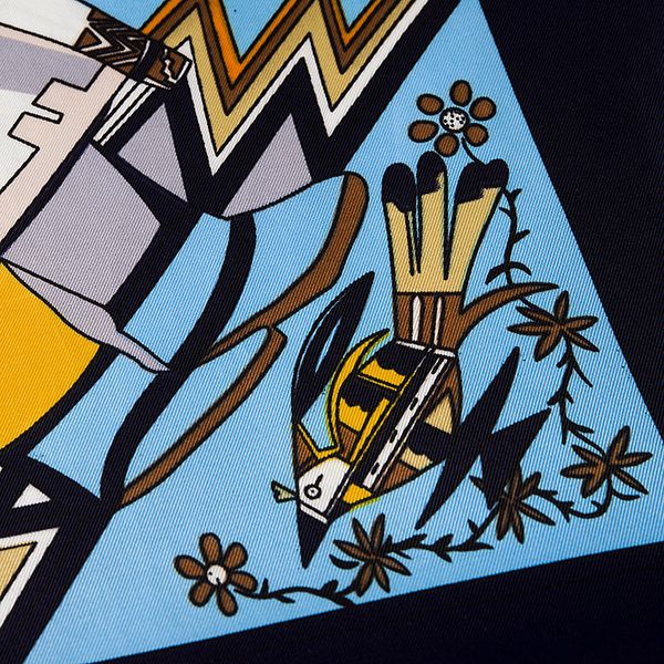 

square silk scarf women print scarf hobie pattern neck foulard stain ladies joker scarves 100*100, Blue;gray