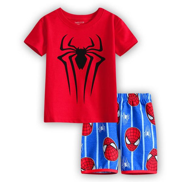 

kids boys pajamas set, summer children pijamas baby pyjama nightwear infant cartoon sleepwear t-shirt +shorts 2pcs/set, Blue;red