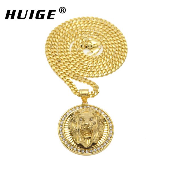 

mens hip hop jewelry iced out gold color fashion bling bling lion head pendant men necklace gold filled for gift/present, Silver