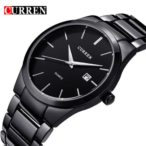 

curren brand business men male luxury watch casual full steel calendar wristwatches quartz watches relogio masculino, Slivery;brown