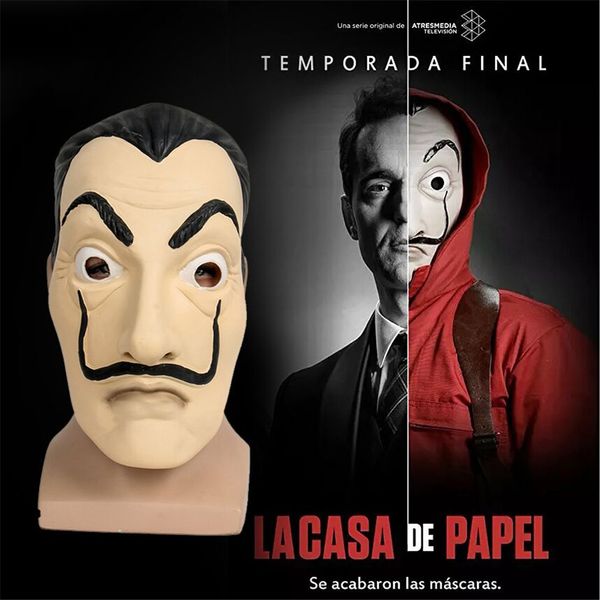 

2018 new movie la casa de papel mask salvador dali latex cosplay mask halloween realistic party props masks