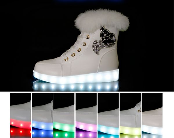 

Новый 2018 зимний свет красочные женские сапоги и хлопчатобумажная обувь USB свет jurc