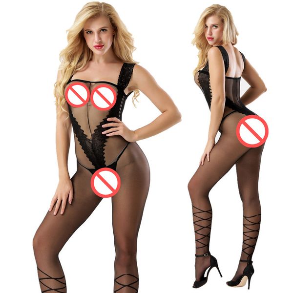 Erotic Stockings Sex - 2019 Sexy Costumes Body Suit Body Stockings Sex Erotic Open Crotch+Open Cup  Teddy Lingerie Crotchless Baby Doll Feminino Porn V Neck From ...