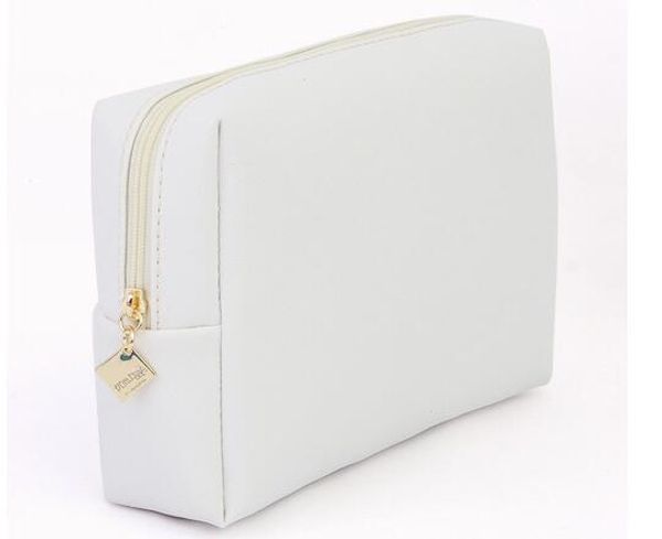 

2018PU rectangular white cosmetic bag jewelry storage bags