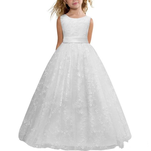 

2018 Дешевые На Складе Белое Бальное платье Принцессы Платья Девушки Цветка Pageant Пл