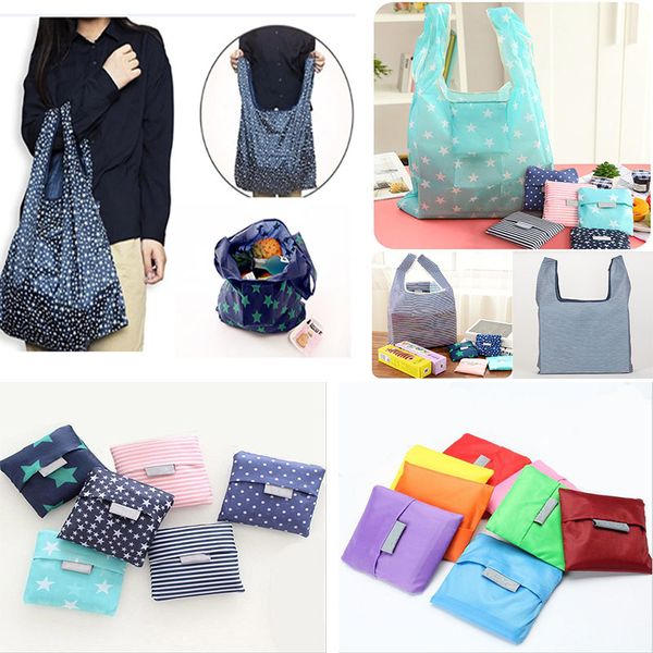 

reusable foldable grocery bags storage bag heavy duty folding shopping tote bag waterproof nylon shopping bags for sky star stripe wx9-661