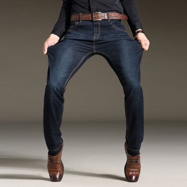 

2017 new arrival fashion high stretch jeans men's jeans slim water-washed blue straight retro men denim