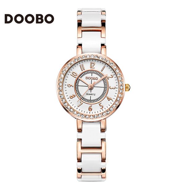 

famous brand doobo watch women small quartz-watch fashion ladies bracelet watches women montre femme, Slivery;brown
