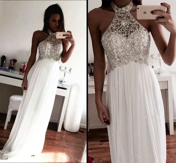 

new design beading prom dresses the charming white evening dresses real made special occasion dresses mopping long section high neck, Black;red