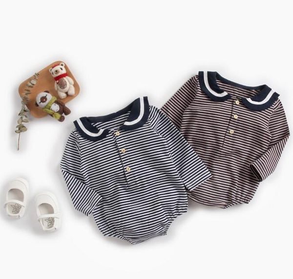 

baby kids clothing romper stripped color 100% cotton romper spring fall lolita romper ing, Blue