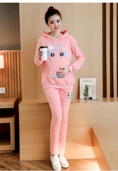 

spring and autumn new leisure sportswear cotton pregnant women sweater suits pregnant women leisure suits, White
