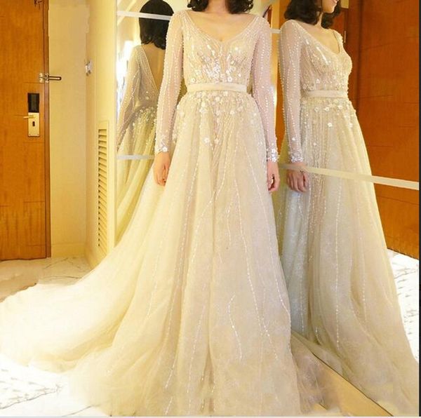 

major beading long sleeves evening dresses scoop appliques beading sequins womens formal wear prom dress long vestidos de noiva party dress, Black;red