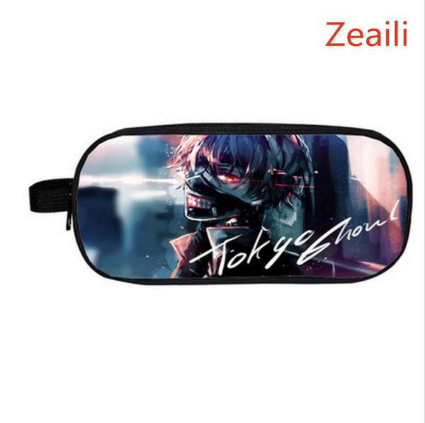 

anime tokyo ghoul boys girls cartoon pencil case bag school pouches children student pen bag kids purse wallet gift, Red;black