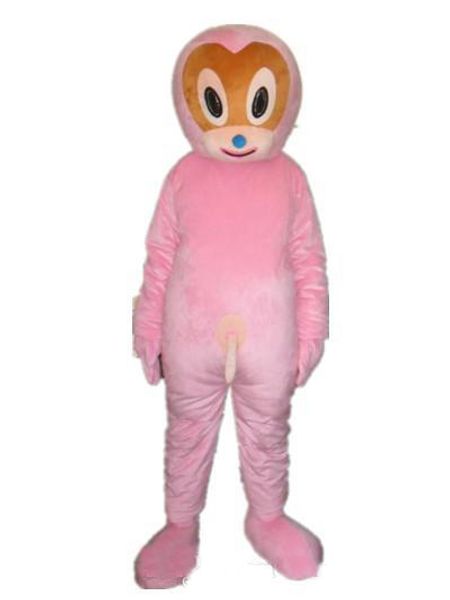 

2018 a pink doll mascot costume with a brown face for to wear, Red;yellow