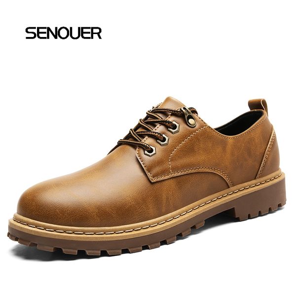 

stylish spring autumn winter men shoes british style men's quality lace up work tooling shoes, Black