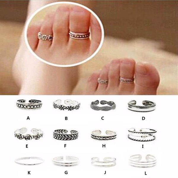 

1pcs wholesale ring sets mix celebrity fashion simple retro carved flower adjustable toe/foot ring finger women jewelry, Golden;silver
