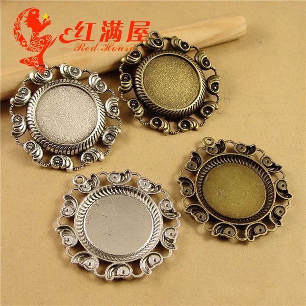 

A3704 A3705 Fit 25*18MM 25MM Conch DIY accessories tibetan silver round metal jewelry stamping blanks, antique brone oval pendant tray bezel