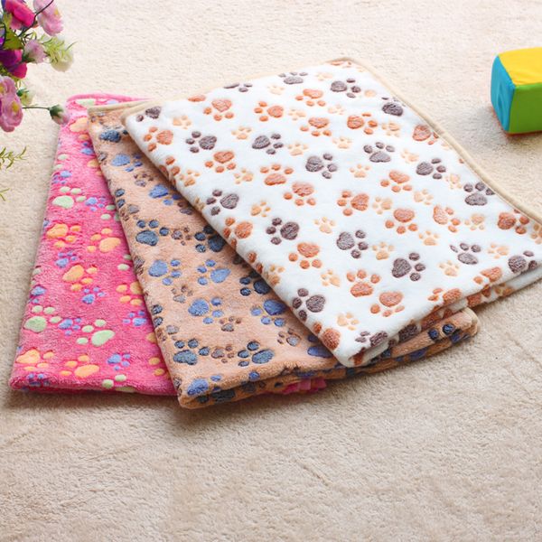 

cute footprint pet dog cat blankets fall and winter warm velvet towels for dogs