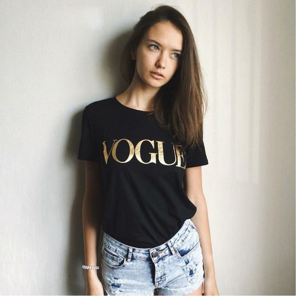 

women clothes ins tshirt gold letters print crew neck tee women wholesale clothes ing, White