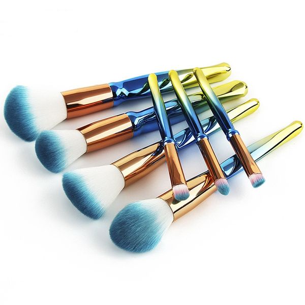 7 teile / satz Diamant Griff Griadient Rampe Make-Up Pinsel Set Foundation Make-up Pinsel Royal Blue Powder Lidschatten Pinsel