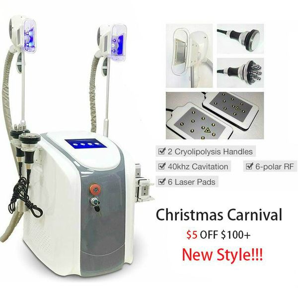 

new 6 in 1 cryo lipolysis fat ing machine cryotherapy slimming cavitation rf machine fat reduction lipo laser with 2 cryo handl ce