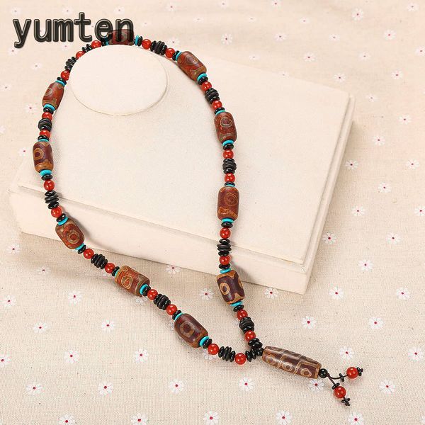

yumten punk women necklaces agate power stone chain anniversary geometric bijoux handmade chain long female tibetan ornaments, Silver