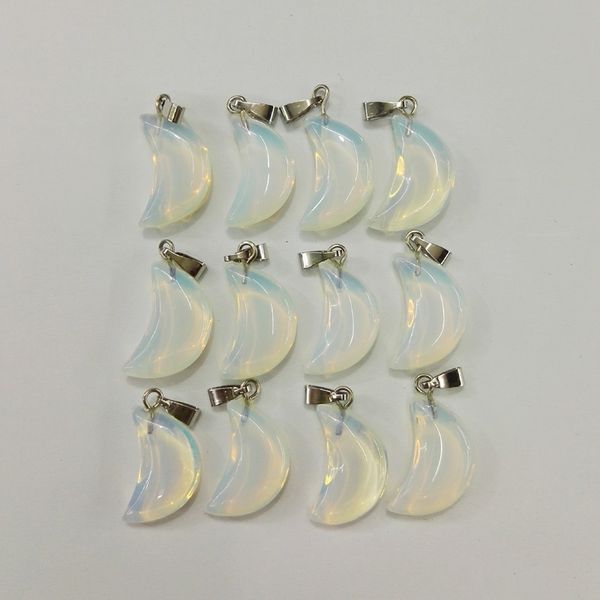 

wholesale 12pcs opal stone pendants charm moon stone pendant for jewelry necklace ing, Black