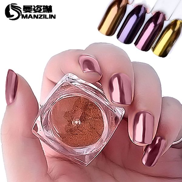 

manzilin 1pc 2g mirror nail flash ac43 polishing nail glitter powder dust shiny pigment rose gold hologram vtirka, Silver;gold