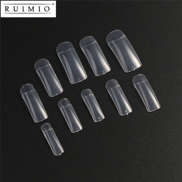 

ruimio 500pcs clear half transparent women 2017 wholesale french acrylic uv gel manicures fake false nails nail art tips tools, Red;gold